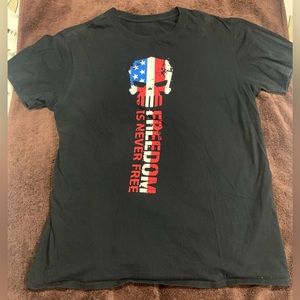 Mens black tshirt “freedom is never free